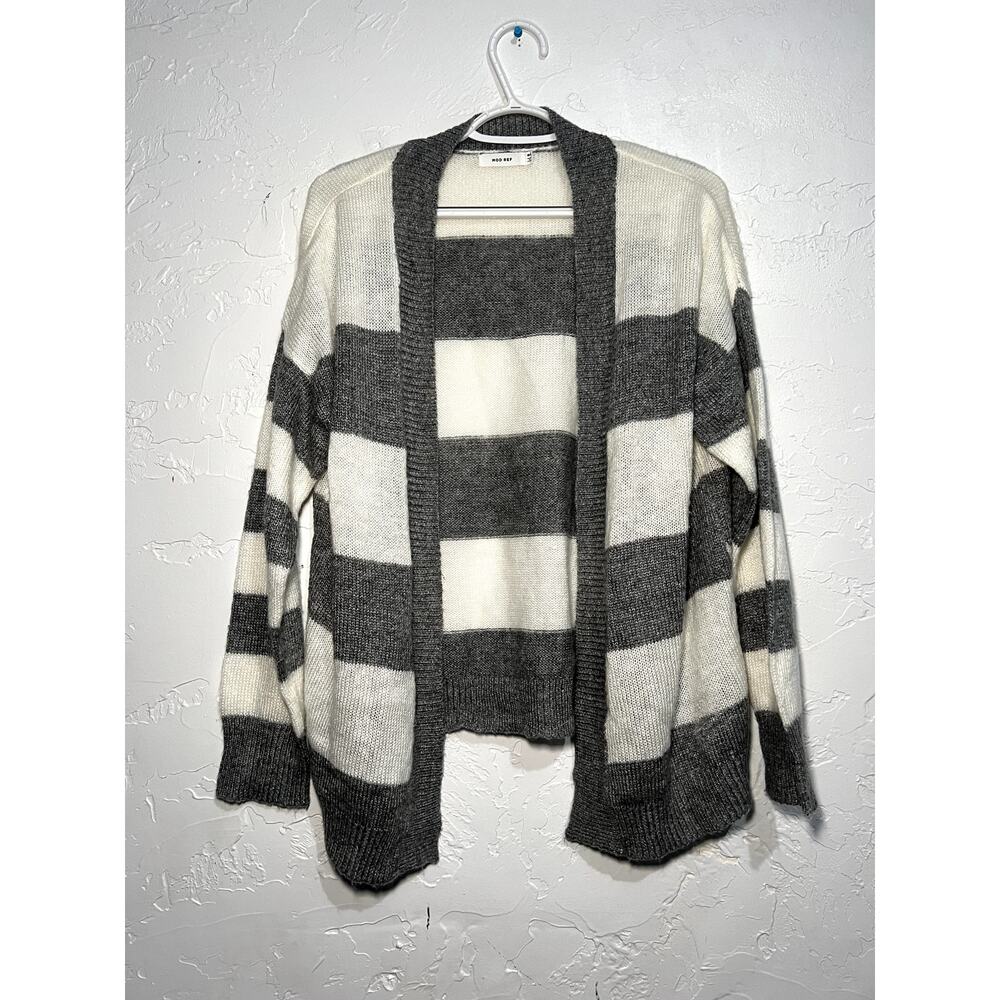 Mod Ref stripe open front cardigan‎ womens m/l minimalist contemporary casual